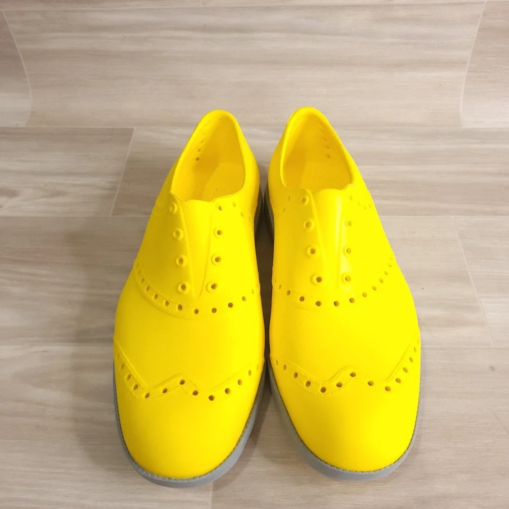 Biion Golf Brights Oxford Wingtip Shoes Unisex Yellow M 8 W 10 Slip On Spinless
